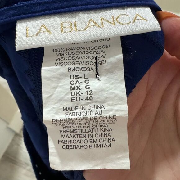 La Blanca Blue Embroidered Tunic Dress Beach Coverup,‎ Long Sleeve Large - Picture 4 of 5